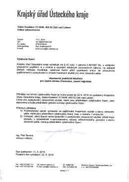 Výběrové řízení pro obor všeobecné praktické lékařství pro území