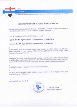 OZNÁMENÍ o DOBĚ A MÍSTĚ KONÁNÍ VOLEB