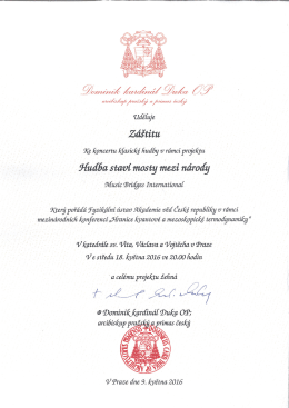 Page 1 Uděluje Záštitu Ke Koncertu Klasické hudby v rámci projektu