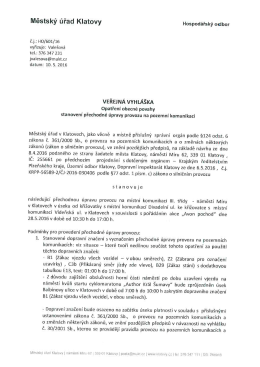 přechodná úprava provozu na místní komunikaci náměstí
