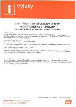 informace o výluce v úseku Nová Cerekev