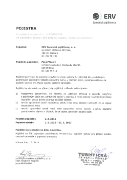 Page 1 € ERV Evropská pojišťovna POJISTKA Pojistitel: ERV