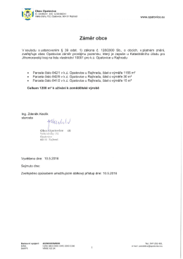 Záměr obce pronajmout pozemky o výměře 1200 m^2 k