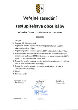 Pozvánka na veřejné zasedání ZO - květen 2016