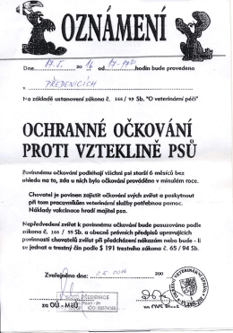 Ochranné očkování psů proti vzteklině