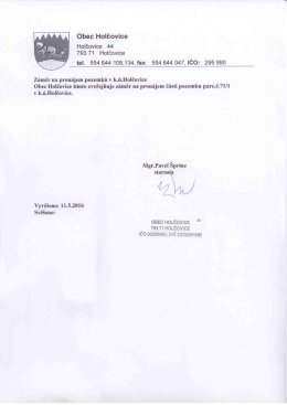 Záměr-pronájem p.č. 71/1 kú Holčovice