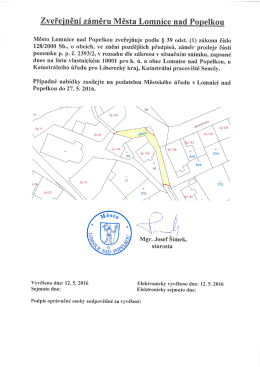 Záměr prodeje části pozemku p. p. č. 2393/2 v k. ú. Lomnice nad