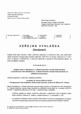 zahájení řízení o Aktualizaci č. 2 Zásad územního rozvoje Kraje