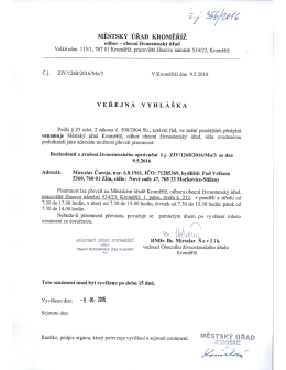 veřejná vyhláška, Miroslav Čureja, Pod Vrškem 5360, Zlín