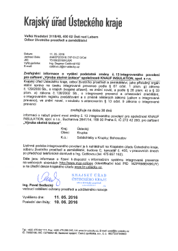 IP_Knauf Insulation_Výroba skelné izolace - ozn. KÚ