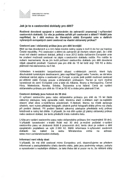 11.5.2016 Informace z ministerstva: Jak je to s cestovními doklady