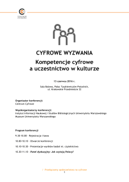 Szczegółowy program konferencji - Centrum Cyfrowe Projekt: Polska