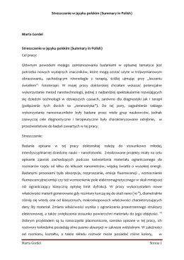 Streszczenie w języku polskim (Summary in Polish) Marta Gordel