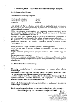 Page 1 1. Inwentaryzacja i ekspertyza stanu technicznego budynku