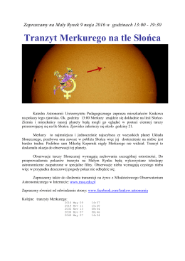 19:30 Tranzyt Merkurego na tle Słońca
