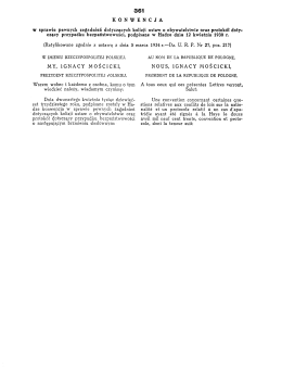 Page 1 361 K O N W E N C J A w sprawie pewnych zagadnień