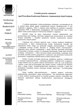 apel Prezydium Konferencji Rektorów Akademickich Szkół Polskich