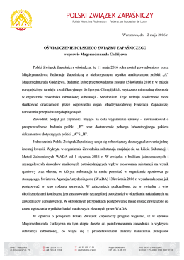 Oświadczenie PZZ w sprawie Magomedmurada Gadzhieva