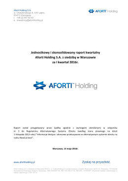 Jednostkowy i skonsolidowany raport kwartalny Aforti Holding S.A. z