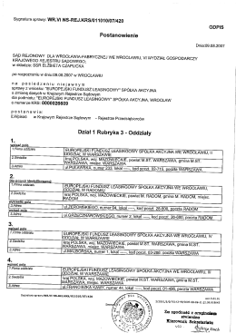 Sygnatura sprawy: WR.V| NS-REJ.KRS."01 101 0107I420