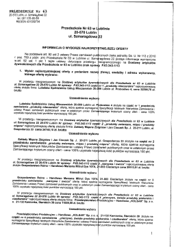 (2013-05-14) Informacja o wyborze najkorzystniejszej oferty