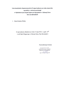 Page 1 Lista kandydat&oacute;w dopuszczonych do II etapu konkursu na