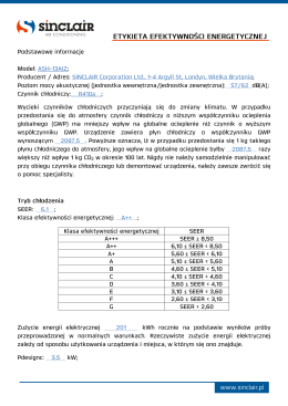 Page 1 (S) sincLair AIR COND|T|ON|NG ETYKIETA