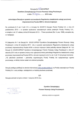 Page 1 Decyzja Nr:2015/PRUP Dyrektora Zarządzającego Pionem