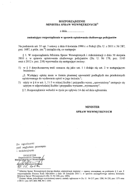 Tekst projektu rozporządzenia