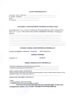 wniosek o udostępnienie informacji