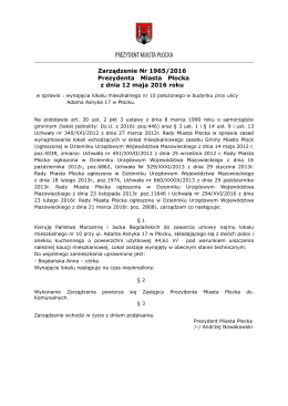 Zarządzenie Nr 1965/2016 Prezydenta Miasta Płocka z dnia 12