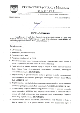 porządek obrad XIX sesji