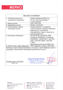 1. Producent wyrobu lub Zakłady Metalowe ERKO sp.j