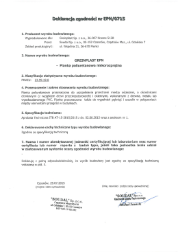 1. Producent wyrobu budowlanego: Wyprodukowano dla: Greinplast