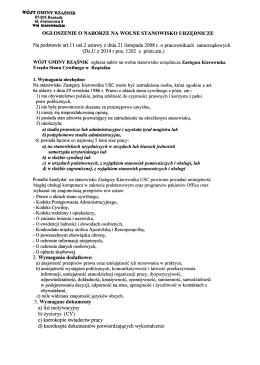 ogłoszenie o naborze na wolne stanowisko urzędnicze