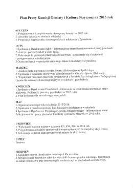 Plan Pracy Komisji Oświaty i Kultury Fizycznej na 2015 rok