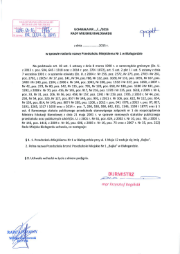 W sprawie nadania nazwy Przedszkolu Miejskiemu Nr 1 w