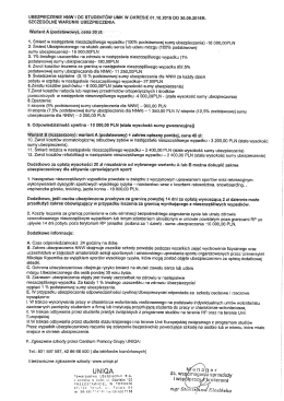 szczeg&oacute;łowe warunki ubezpiecznia NNW i OC student&oacute;w