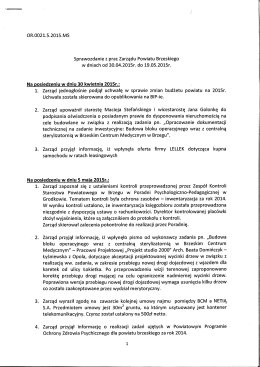 Sprawozdanie z prac zarządu powiatu w okresie od 30 kwietnia do