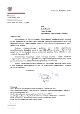 Odpowiedź MSZ - Polski Instytut Praw Człowieka i Biznesu