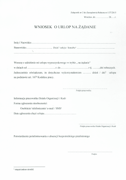 WNIOSEK O URLOP NA ŻĄDANIE