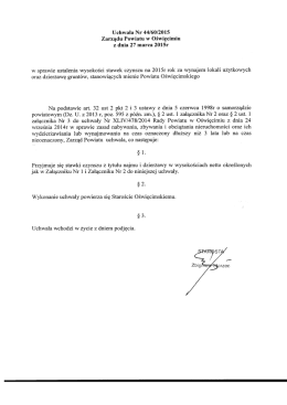 Uchwała Nr 44/60/2015 Zarządu Powiatu w Oświęcimiu