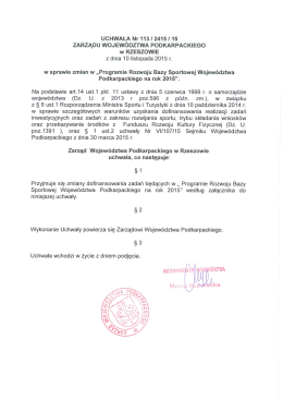UCHWAŁA Nr 113 I 2415 I 15 ZARZĄDU WOJEWÓDZTWA