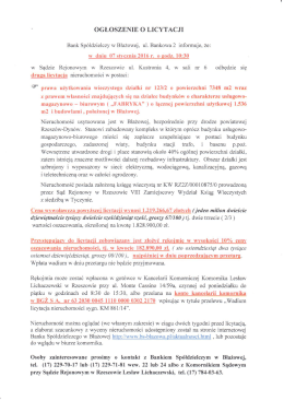 OGŁOSZENIE O LICYTACJI - Bank Sp&oacute;łdzielczy w Błażowej