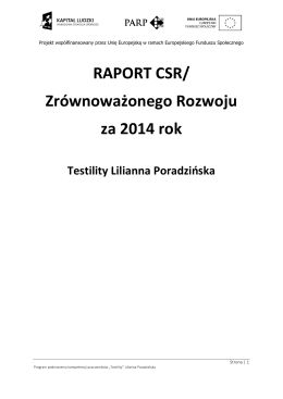 RAPORT CSR/ Zrównoważonego Rozwoju za 2014 rok