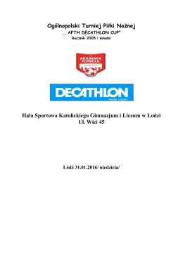 AFTH Decathlon Cup harmonogram 2005