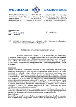 Wyjaśnienia do zapytań nr 1-14 wraz ze zmianą SIWZ nr 2