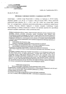 Informacja o modyfikacji treści SIWZ
