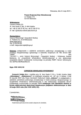 Warszawa, dnia 21 maja 2015 r. Prezes Krajowej Izby Odwoławczej