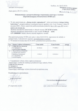 Rozpoznanie cenowe – Zakup strojow regionalnych